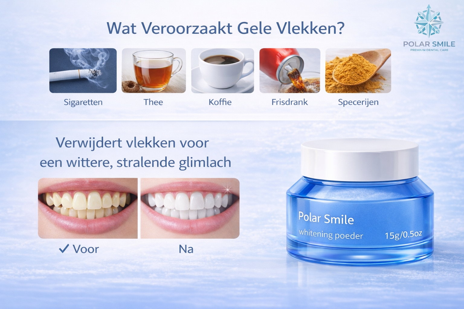 Polar Smile™ – Gentle, Peroxide-Free Teeth Whitening Powder